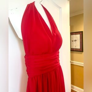 Red chiffon evening dress